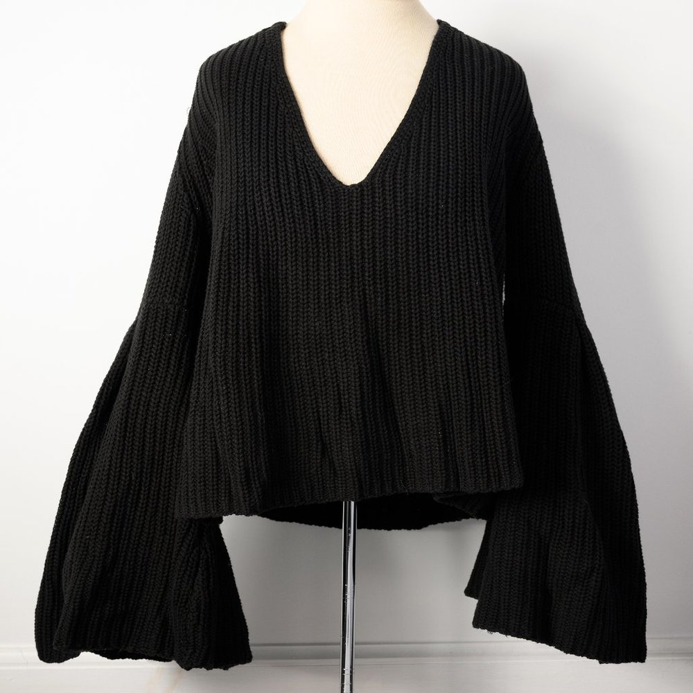 Free People Trumpet Sleeve Slouchy Sweater